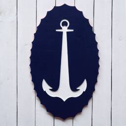 Scolloped Anchor Plaque Nautical Decor Outdoor Accent Preppy Wall Personalization Options