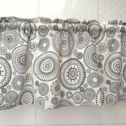 Cafe Curtain Window Valance Ruffled/Window Treatment/Kitchen/Kids Nursery, Children Playroom/Shower PanelGeometric Circle, Free Gift - thumbnail 2