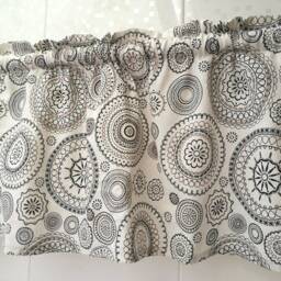 Cafe Curtain Window Valance Ruffled/Window Treatment/Kitchen/Kids Nursery, Children Playroom/Shower PanelGeometric Circle, Free Gift - thumbnail 3