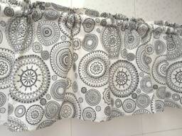 Cafe Curtain Window Valance Ruffled/Window Treatment/Kitchen/Kids Nursery, Children Playroom/Shower PanelGeometric Circle, Free Gift - thumbnail 1