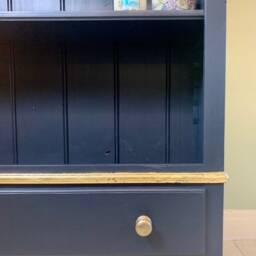 Made-To - Order Large Wooden Midnight Blue Bookcase With Gold Leaf Detail - thumbnail 4