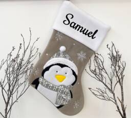 Custom Embroidered Personalized Christmas Penguin Stockings - Xmas Gonk Snowman Reindeer Santa - The Couture Cushion