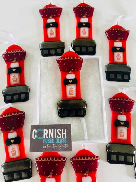 Post Box Fused Glass Christmas Decoration - Tree Decoration, Cornish Glass, Cornwall - image 1