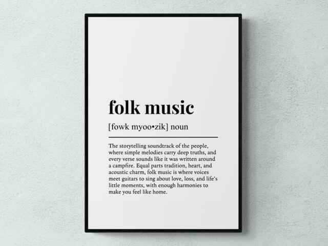 Folk Music Funny Definition Gift Wall Art Print - image 1