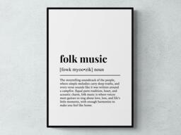 Folk Music Funny Definition Gift Wall Art Print - thumbnail 1