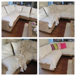 Ruffled L-Shaped Sectional Couch Cover - Cotton Sofa Throw, Pet Protector Nurdanceyiz - thumbnail 3