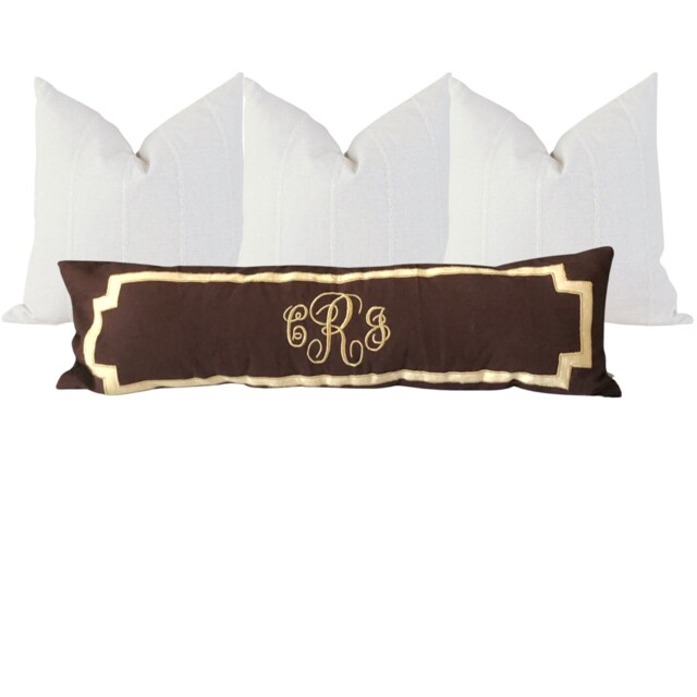 Long Monogram Lumbar Pillow Covers, Monogrammed Custom Headboard