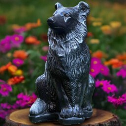 Garden Collie Dog Sculpture Outdoor Figurine Sitting Statue Front Door Decoration Handmade Art Ornament - thumbnail 4
