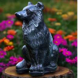 Garden Collie Dog Sculpture Outdoor Figurine Sitting Statue Front Door Decoration Handmade Art Ornament - thumbnail 3