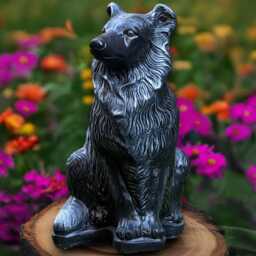 Garden Collie Dog Sculpture Outdoor Figurine Sitting Statue Front Door Decoration Handmade Art Ornament