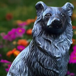 Garden Collie Dog Sculpture Outdoor Figurine Sitting Statue Front Door Decoration Handmade Art Ornament - thumbnail 2