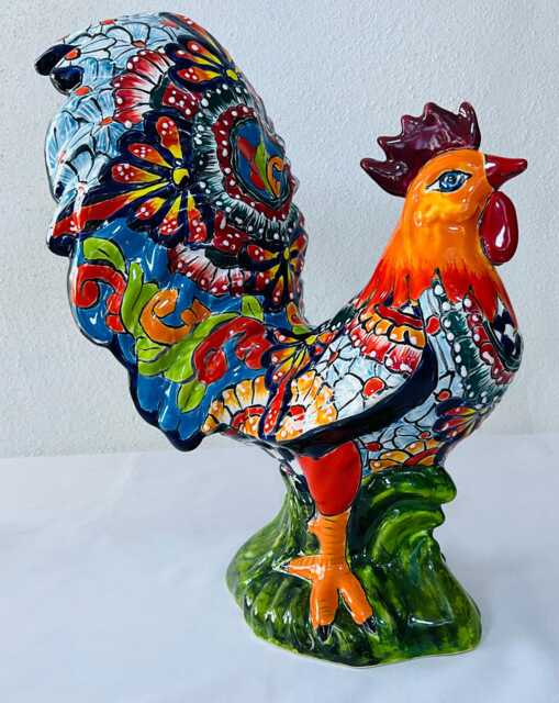 Hand-Painted Talavera Rooster, Mexican Folk Art Decor - image 1
