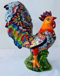 Hand-Painted Talavera Rooster, Mexican Folk Art Decor - thumbnail 1