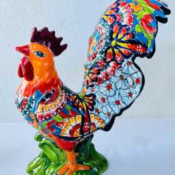 Hand-Painted Talavera Rooster, Mexican Folk Art Decor - thumbnail 2