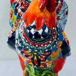 Hand-Painted Talavera Rooster, Mexican Folk Art Decor - thumbnail 3