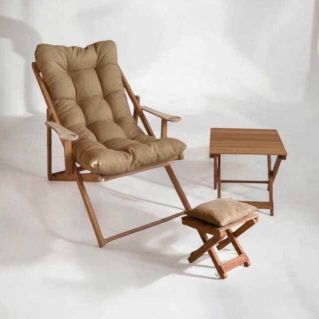 Premium Wooden Patio Chair With Armrest, Adjustable Garden Sun Lounger, Comfortable Outdoor Deck Chair, Balcony Foldable - image 1