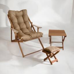 Premium Wooden Patio Chair With Armrest, Adjustable Garden Sun Lounger, Comfortable Outdoor Deck Chair, Balcony Foldable