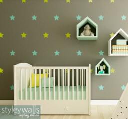 Stars Wall Decal, Sticker, Nursery Large For Baby Room Decor, Kids Decor - 30 Stars - thumbnail 1
