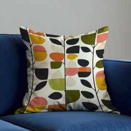 Mid Century Modern Leaf Print Cushion Cover, Retro Scandinavian Style Pillow Case, Abstract Geometric Shapes Living Room & Bedroom Decor - thumbnail 3