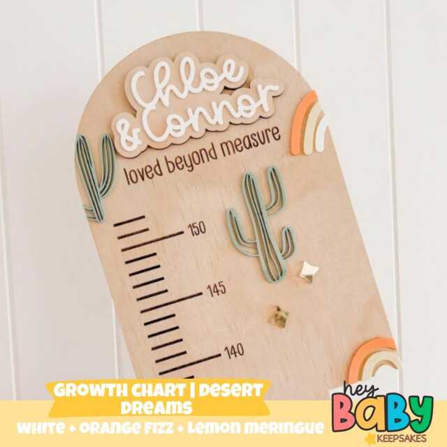 Personalised Growth Chart - Desert Dreams - Gender Neutral Decor Child Height Boho Cowboy Wall Wooden - image 1