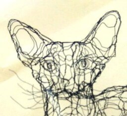 Wire Sculpture Cat Life Size 3D Kitty By Elizabeth Berrien, Internationally Acclaimed Wire Sculptor - thumbnail 4