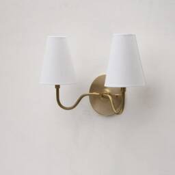 Brass Wall Sconce - Light With Linen Shade - Minimal Sconce Light, Ul Listed, Lj, No.0330 - thumbnail 2