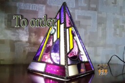 stained Glass Pyramid Lamp Sacred Geometric Bedside Light - thumbnail 1
