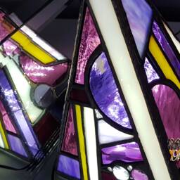 stained Glass Pyramid Lamp Sacred Geometric Bedside Light - thumbnail 3