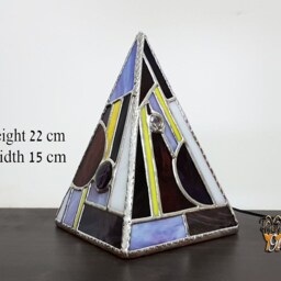 stained Glass Pyramid Lamp Sacred Geometric Bedside Light - thumbnail 4