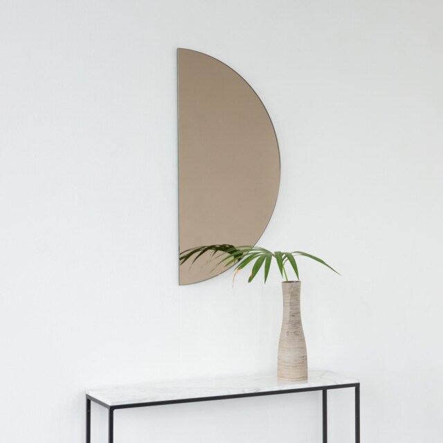 Luna??? Half-Moon Bronze Tinted Minimalist Frameless Mirror - Large, Xl - image 1