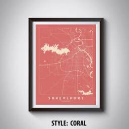 Shreveport La Map Art Print Vintage Style Travel Poster - thumbnail 3