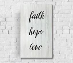Faith Hope Love Wood Sign Rustic Farmhouse Wall Decor - thumbnail 1