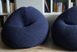 Adult Bean Bag Chair, Navy Blue Large Floor Pillow, Filled, Ready For Use