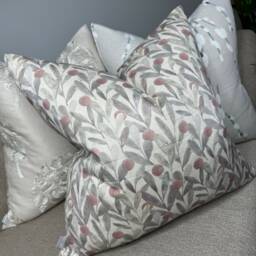 Decorative Pillow Cover Leaf Design Cushion Cover, Sanderson Fabric, Purple-Plum Countryside Decor, Sofa Scatter - thumbnail 1