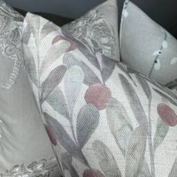 Decorative Pillow Cover Leaf Design Cushion Cover, Sanderson Fabric, Purple-Plum Countryside Decor, Sofa Scatter - thumbnail 3