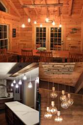 Wood Chandelier Reclaimed Dining 7 Pendant Lights Antique Edison Bulb Rustic Lighting Linear