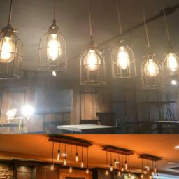 Wood Chandelier Reclaimed Dining 7 Pendant Lights Antique Edison Bulb Rustic Lighting Linear - thumbnail 3