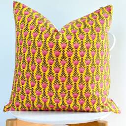 Indian Block Print Pillow Coven , Cotton Voile Hand Mede - thumbnail 2