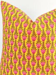 Indian Block Print Pillow Coven , Cotton Voile Hand Mede - thumbnail 1