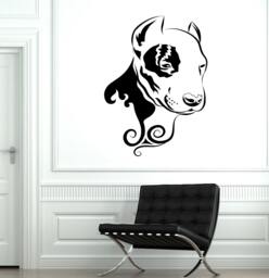 Wall Decal Dog Pit Bull Animal Floral Ornament Tribal Mural Vinyl 1710Dz - thumbnail 1