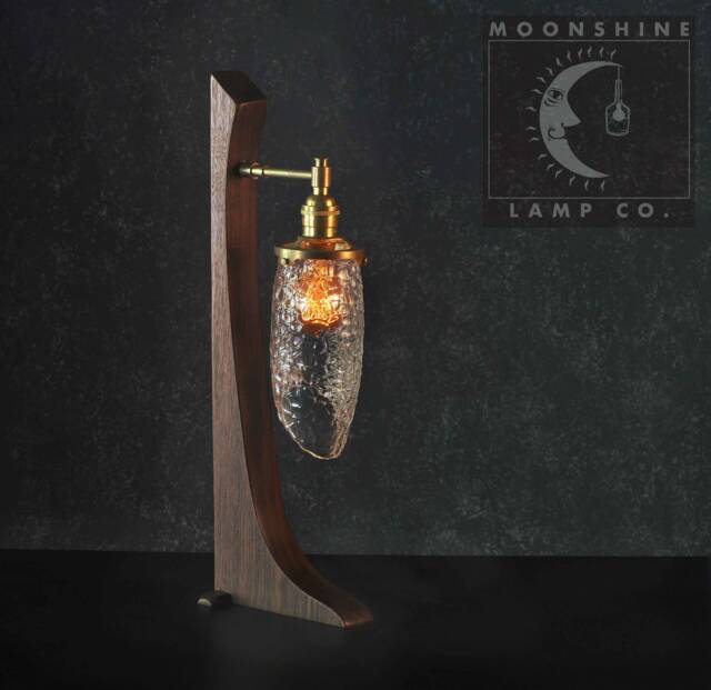 The Bradbury Desk Lamp - Walnut Hardwood, Glass, & Brass - image 1