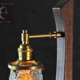 The Bradbury Desk Lamp - Walnut Hardwood, Glass, & Brass - thumbnail 3