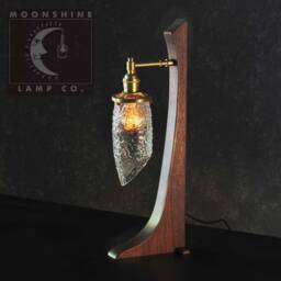 The Bradbury Desk Lamp - Walnut Hardwood, Glass, & Brass - thumbnail 2
