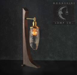 The Bradbury Desk Lamp - Walnut Hardwood, Glass, & Brass - thumbnail 1