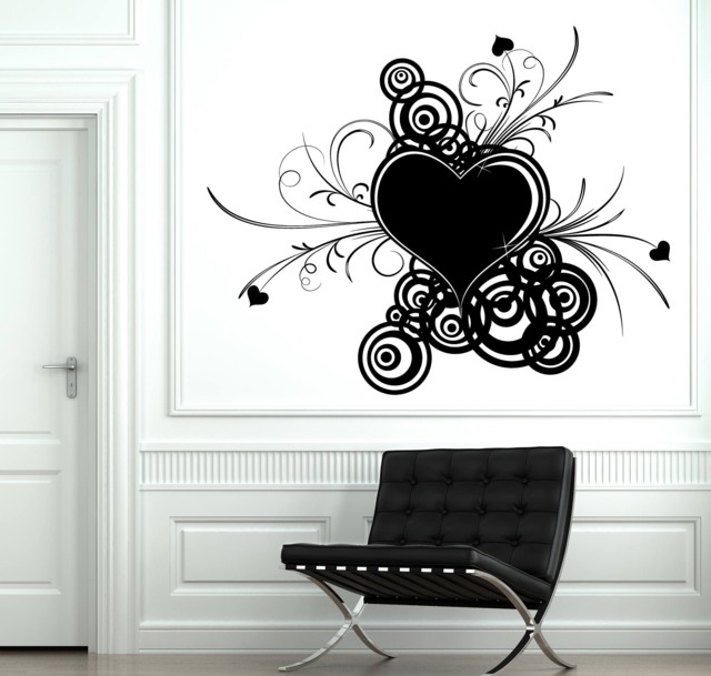 Wall Vinyl Decal Abstract Arts Valentine Day Symbol Design With Heart Living Room Decor 2664Dn - image 1