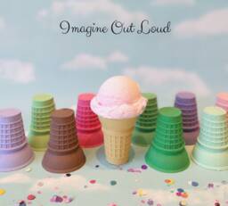 Fake Ice Cream Single Scoop Pink, Flat Cone Color Choice - thumbnail 1