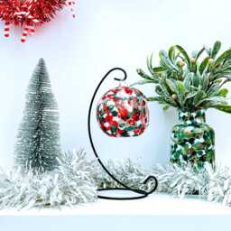 Christmas Abstract Candle Holder Hand-Painted Mantel Decor - thumbnail 4
