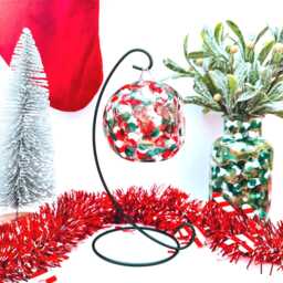 Christmas Abstract Candle Holder Hand-Painted Mantel Decor - thumbnail 2