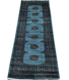 2.6x7 Gray Color Bokhara Rug - 0.80x210 cm Hallway Stairs Bukhara Runner Woolen Afghan Silver - thumbnail 1
