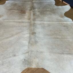 "Large Cream Cowhide Rug, Natural Brazilian Hide - 6'11"" X 7'3" - thumbnail 3
